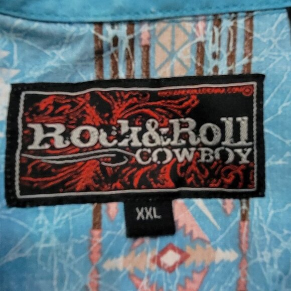Rock & Roll Cowboy 100% Cotton Pearl Snap Front Aztec Western Shirt Men's XXL - Picture 11 of 15
